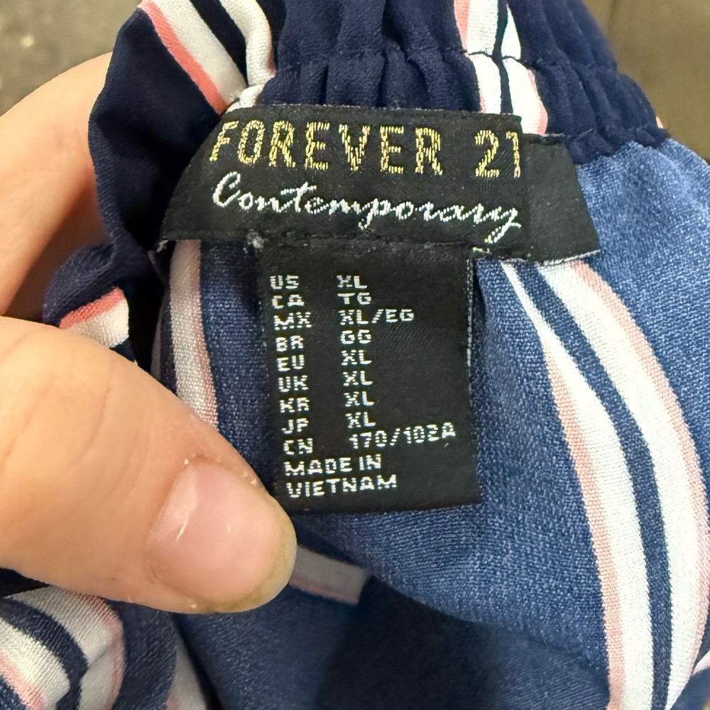 Forever 21 Navy and White Striped Blouse - Picture 3 of 3